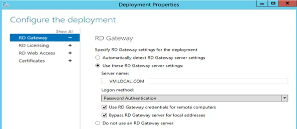 Configure the gateway