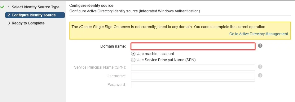 VCSA is not joined