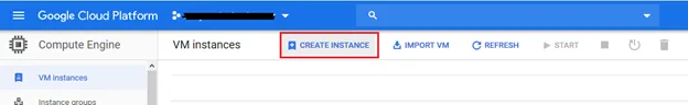 Google Cloud Compute Engine VM instances page
