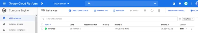 New VM instance created