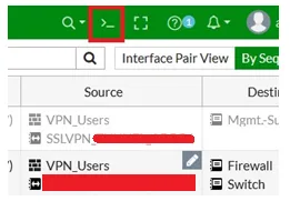 FortiManager interface pair view showing VPN user policies