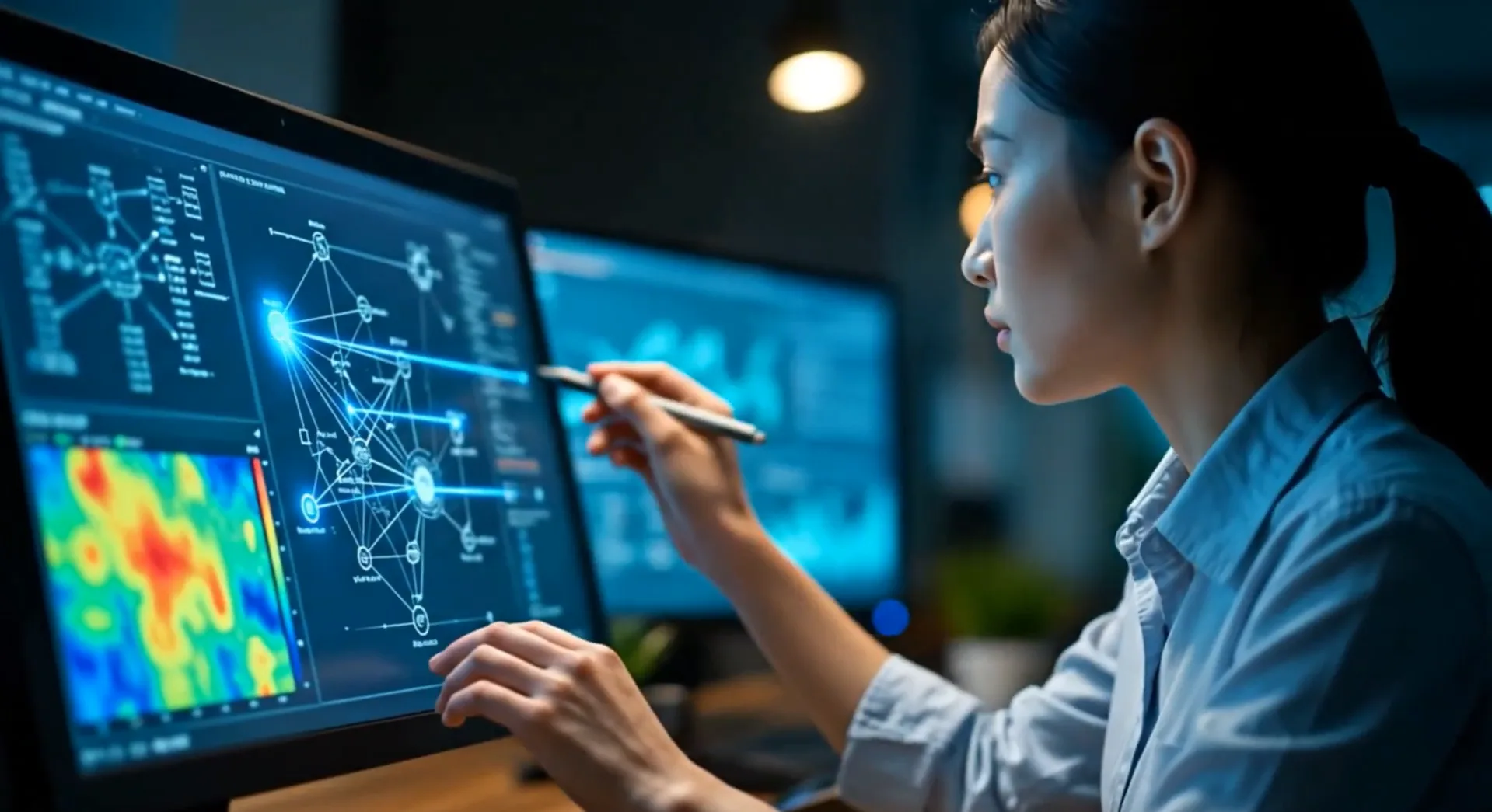 HEX64 engineer analyzing network infrastructure for proactive IT support and NOC monitoring